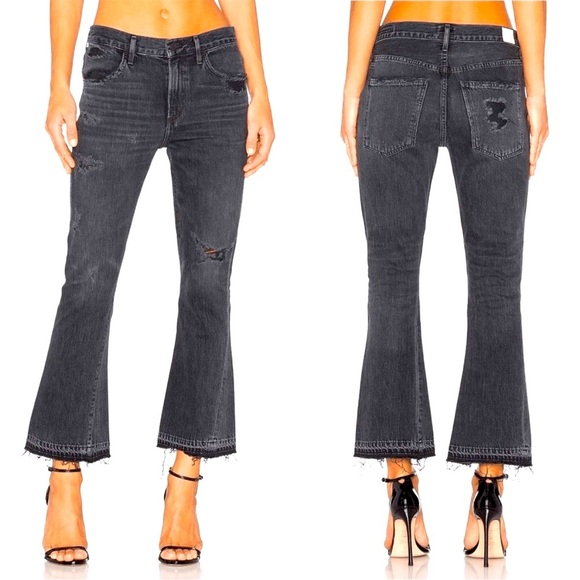 Citizens Of Humanity Sasha Twist Crop Flare Low Slung Sz 27 Black Hawk Wide Leg - Picture 4 of 16